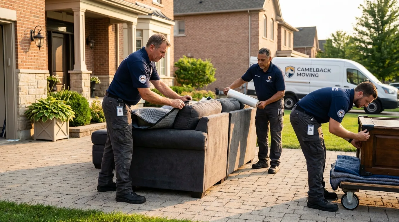 Large estate moving crew wrapping furniture in Windber, PA