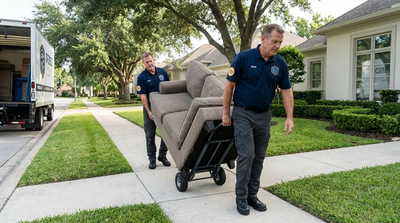 Local residential moving crew loading furniture in Windber, PA